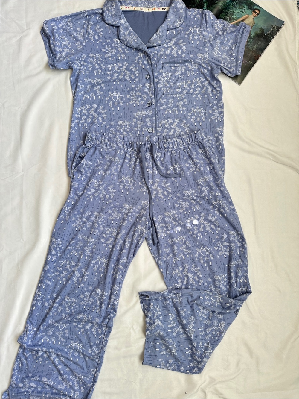 munki munki Lavender Blue Floral Short Sleeve Pajama Set